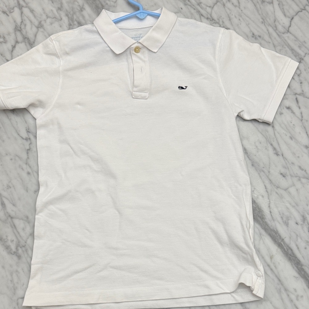 EUC Vineyard Vines White Kids Polo sz 12-14 - medium